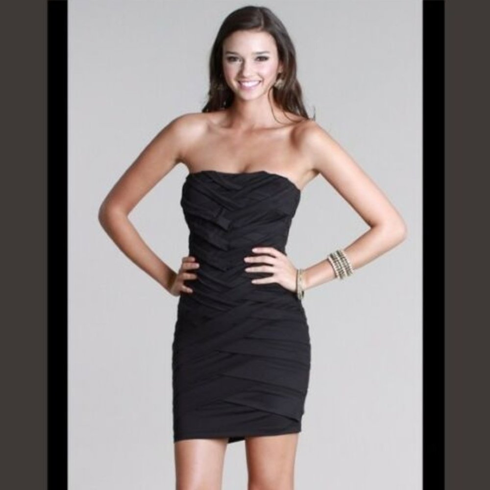 New Sexy Black Strapless Bandage Weave Dress